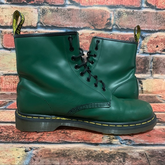 Dr. Martens Green Smooth Leather Boots - Picture 2 of 11